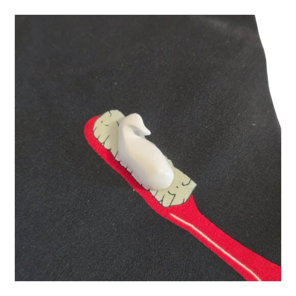 NEW w/ Tags! Vicky Davis "Brush Daily" 3D Dentist Silk Necktie Tie Black - Picture 2 of 6